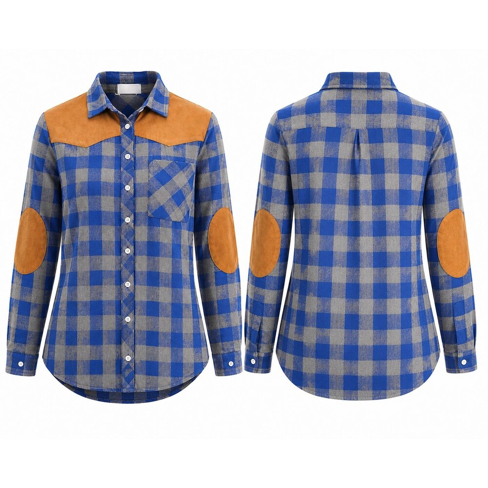 Ett:twa Buffalo Plaid Flannel Shirt with Faux Suede Yoke – Women's Large